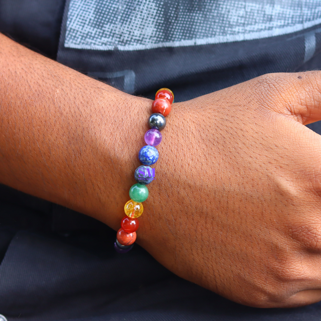 7 Chakra Healing Crystal Bracelet | Balance & Harmony | 8mm Gemstone Beads