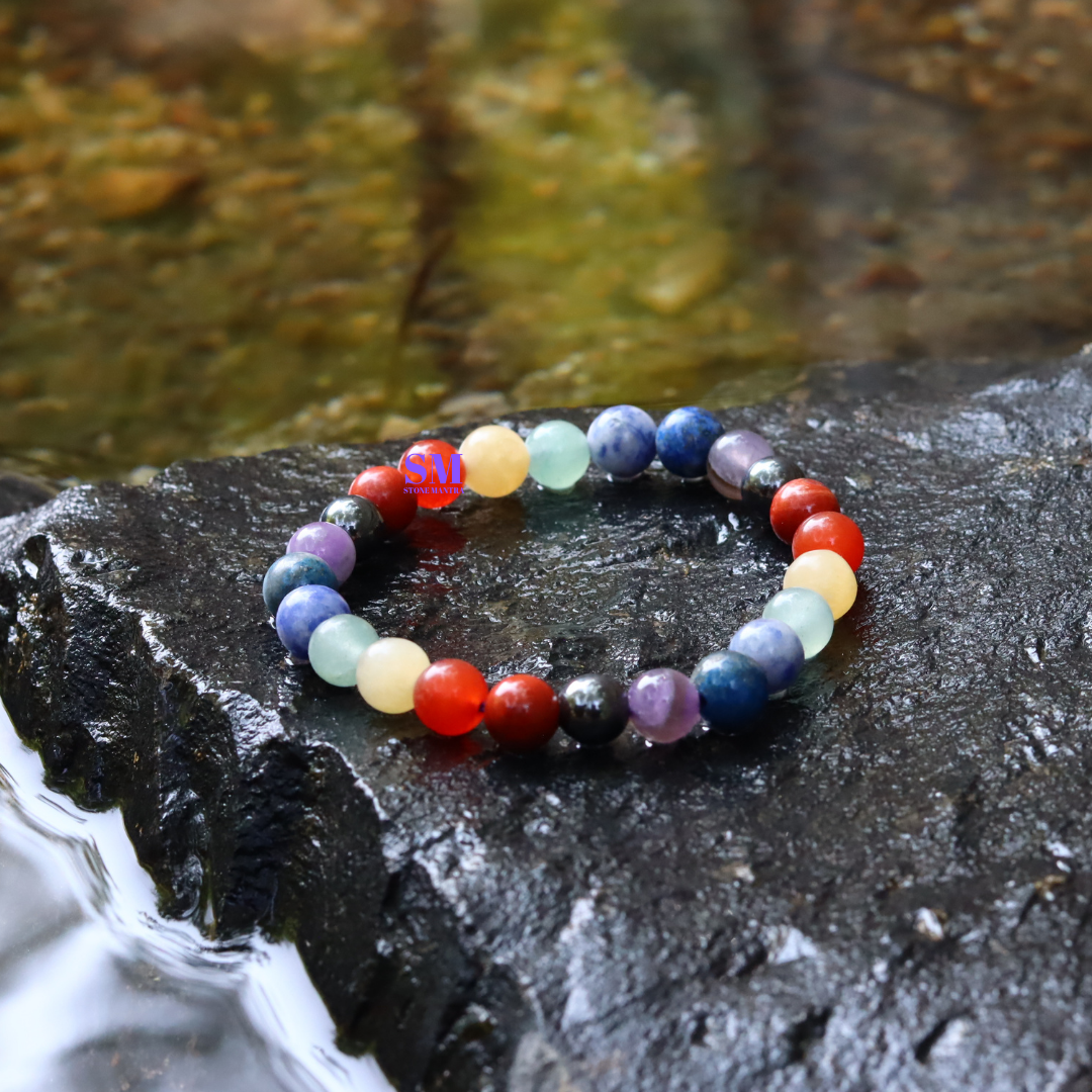 7 Chakra Healing Crystal Bracelet | Balance & Harmony | 8mm Gemstone Beads