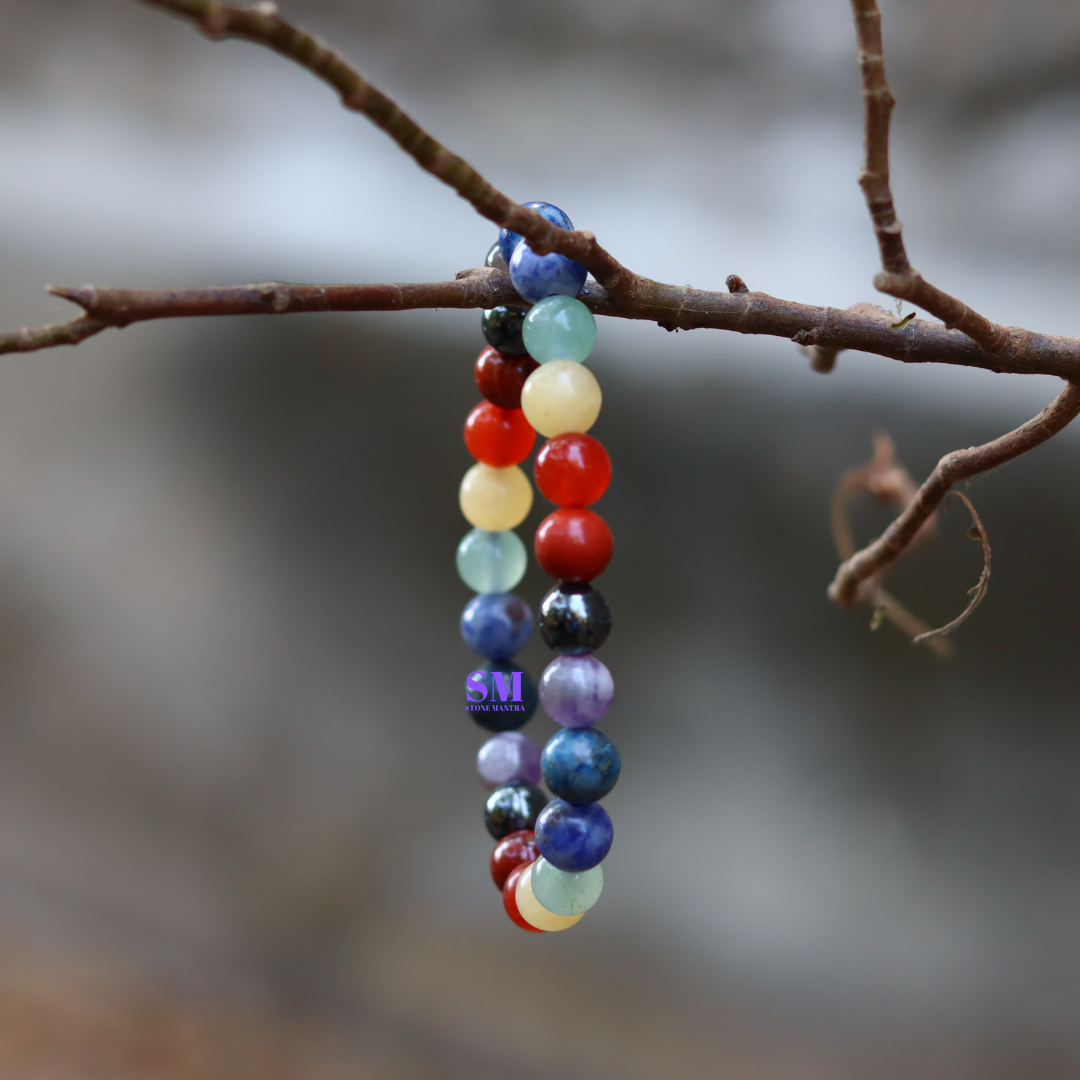 7 Chakra Healing Crystal Bracelet | Balance & Harmony | 8mm Gemstone Beads