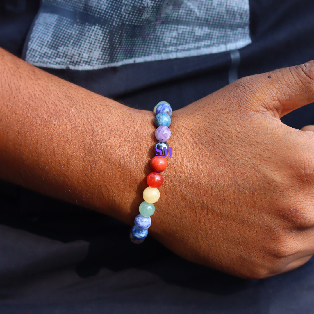 7 Chakra Healing Crystal Bracelet | Balance & Harmony | 8mm Gemstone Beads