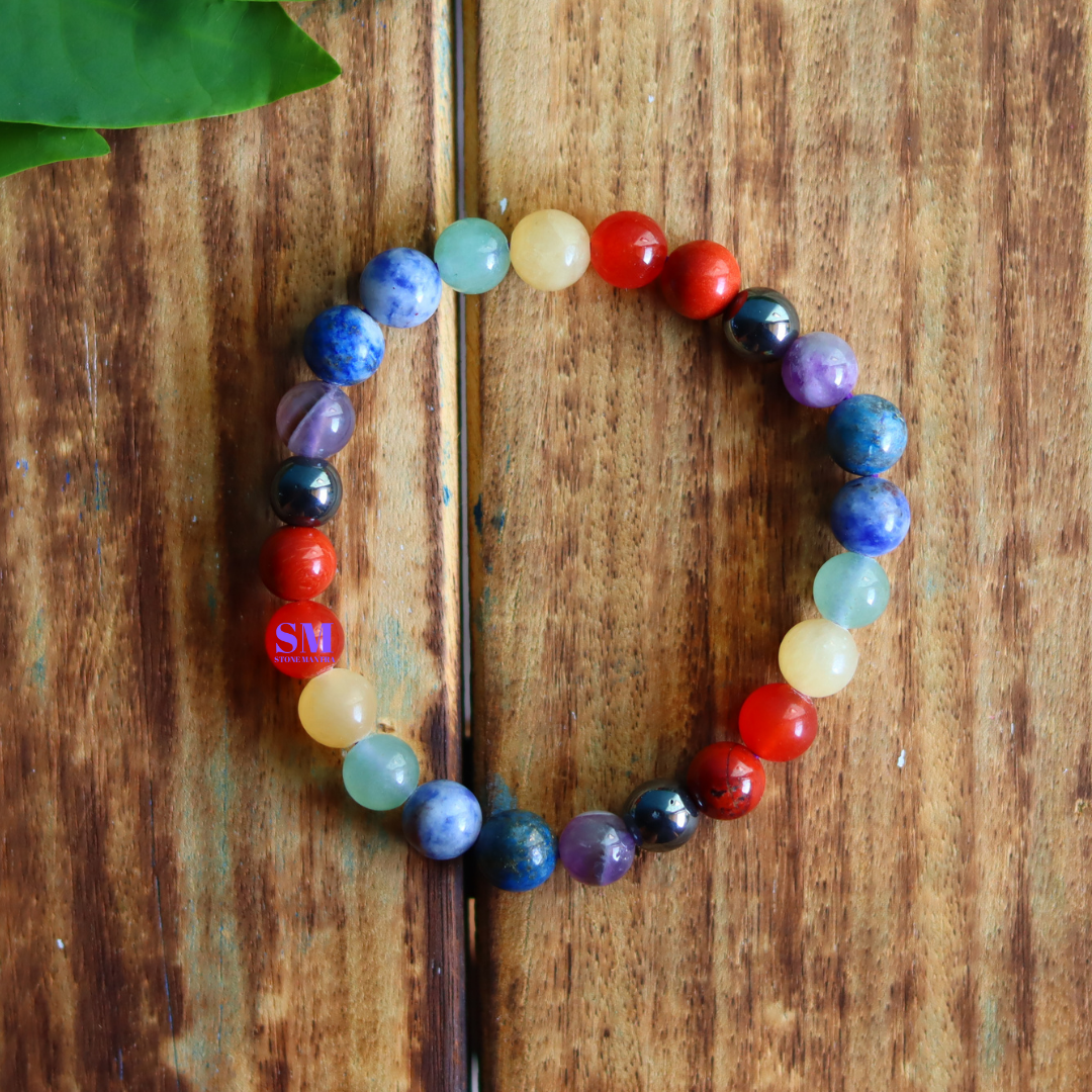 7 Chakra Healing Crystal Bracelet | Balance & Harmony | 8mm Gemstone Beads